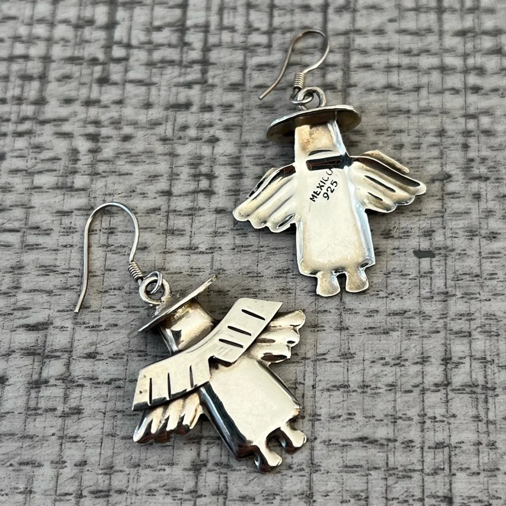 Sterling Silver Angel Dangle Earrings with Shepherd Hooks